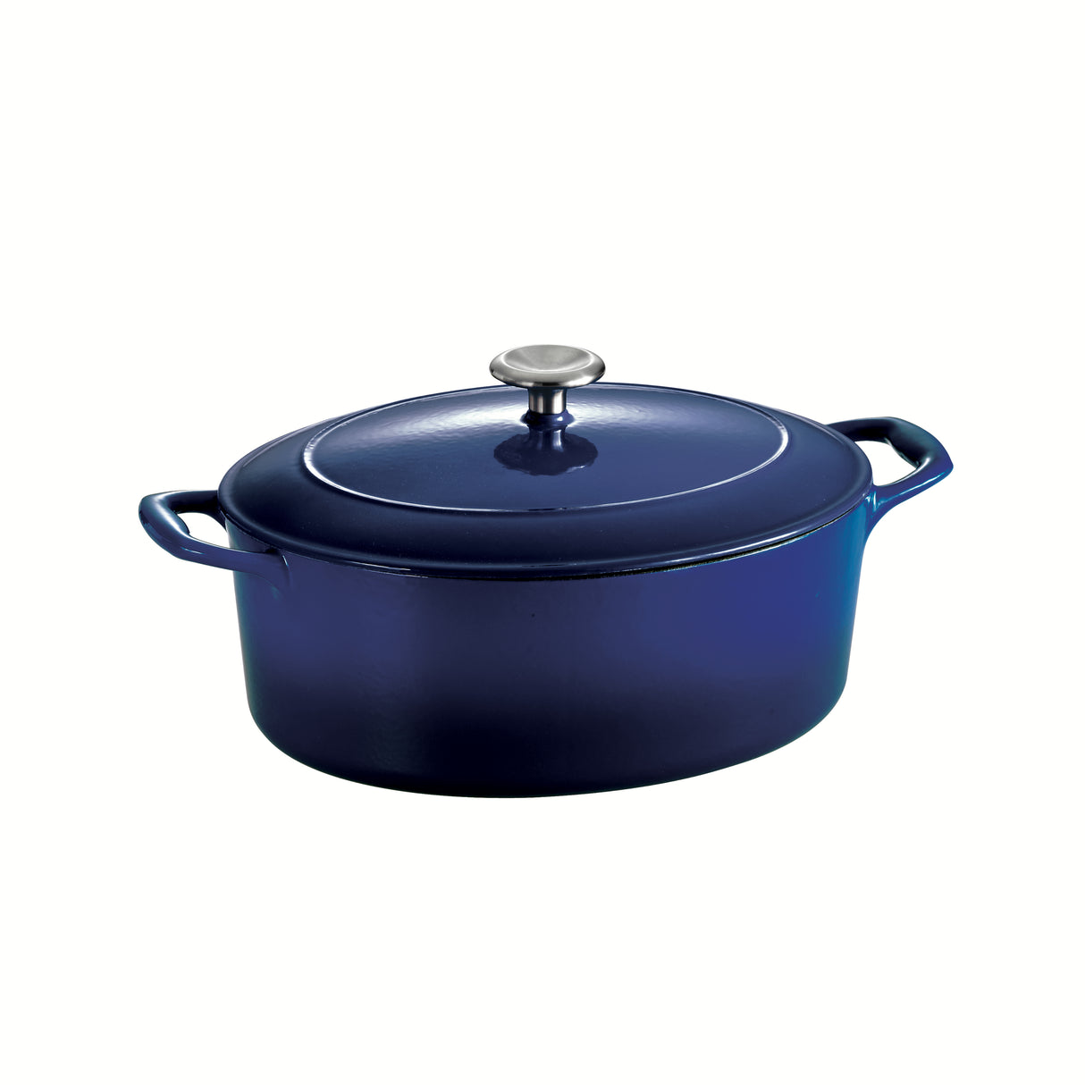 Bestow 5.5 Quart Enameled Cast-Iron Covered Oval Dutch Oven - Gradated Cobalt