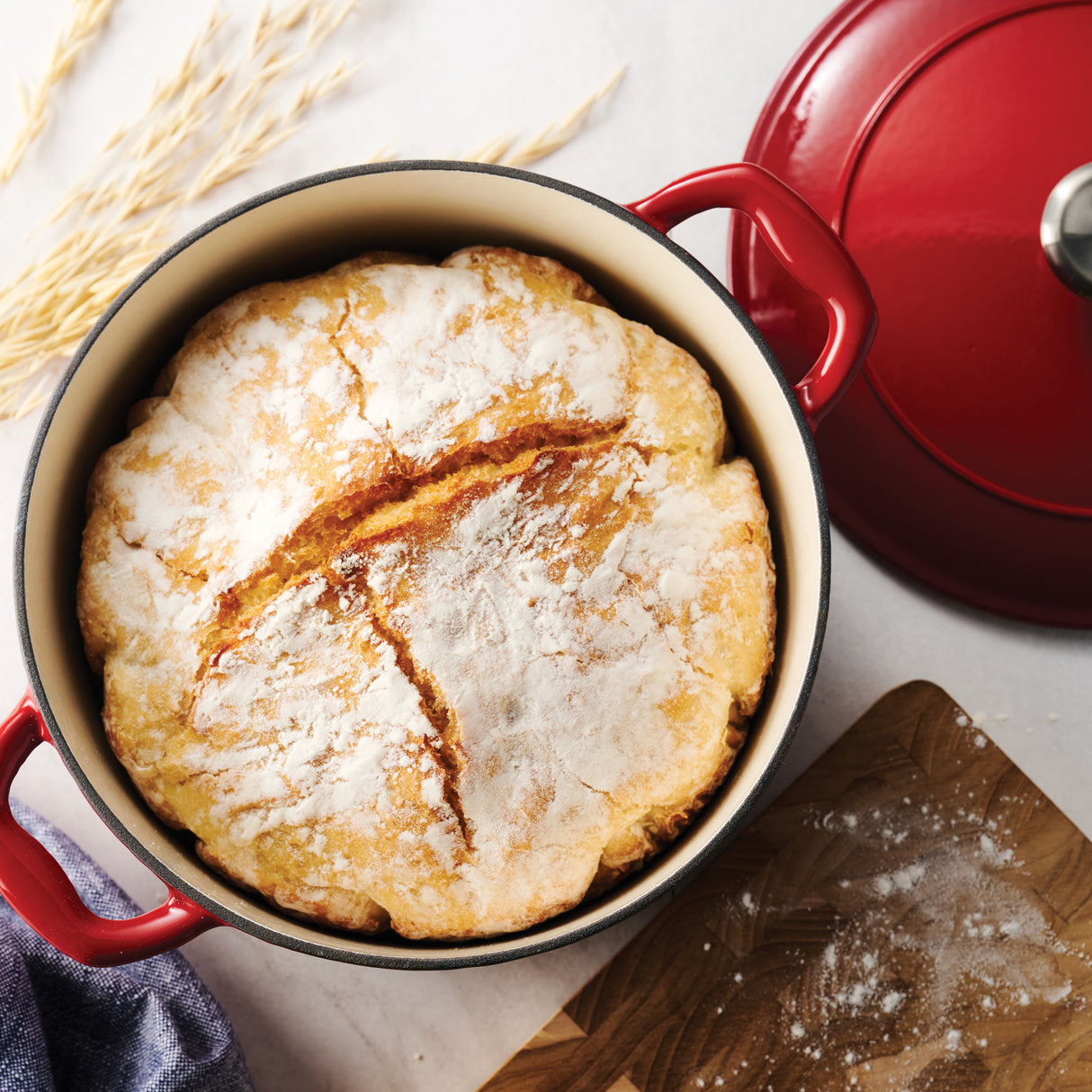 Bestow 6.5 Qt Enameled Cast-Iron Covered Round Dutch Oven - Gradated Red