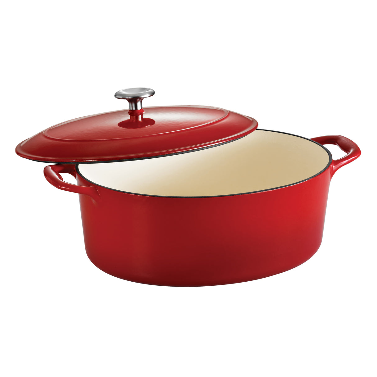 Bestow 7 Qt Enameled Cast-Iron Covered Oval Dutch Oven - Gradated Red