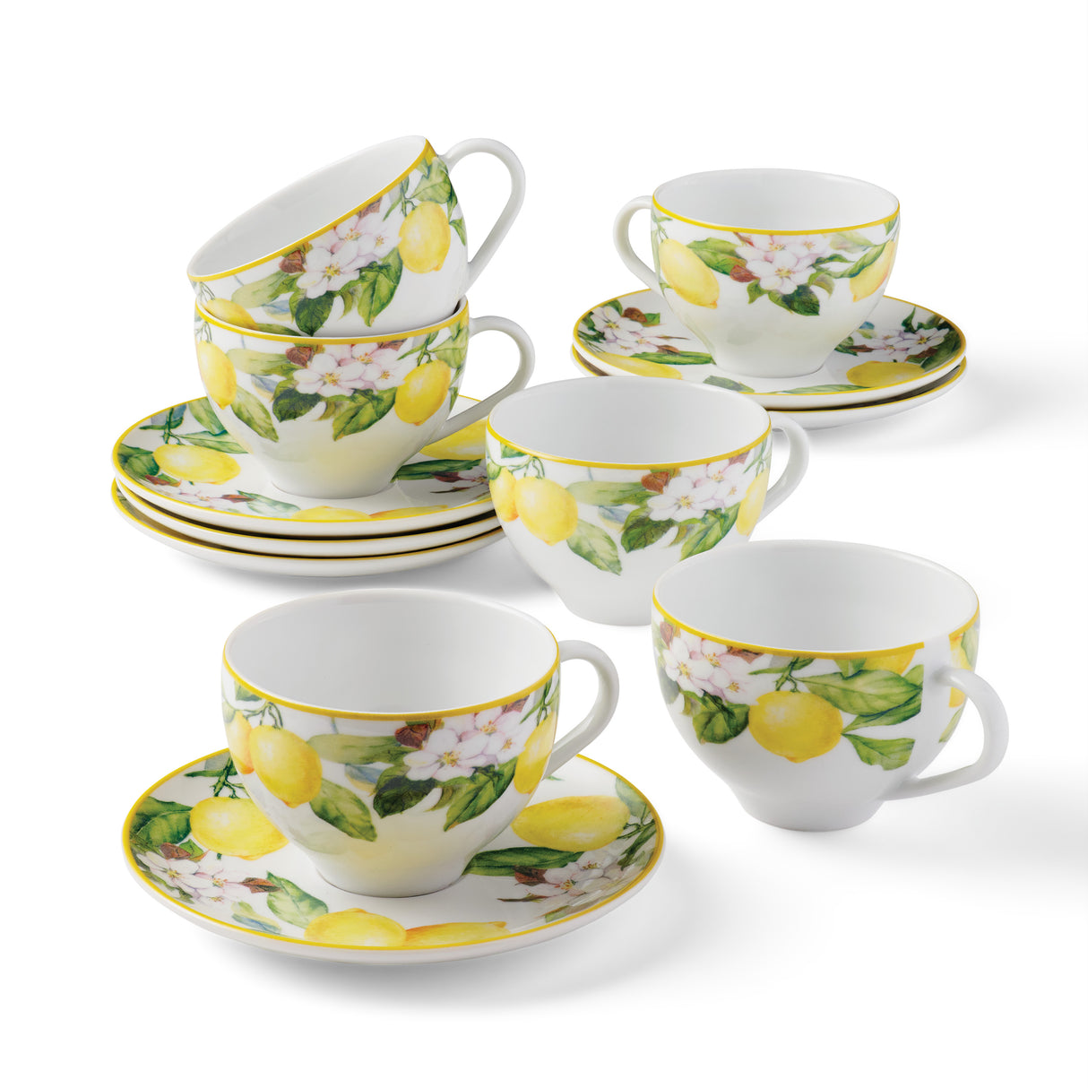 Carmen 8.5 ounce Tea Cup and Saucer 6 Piece Set