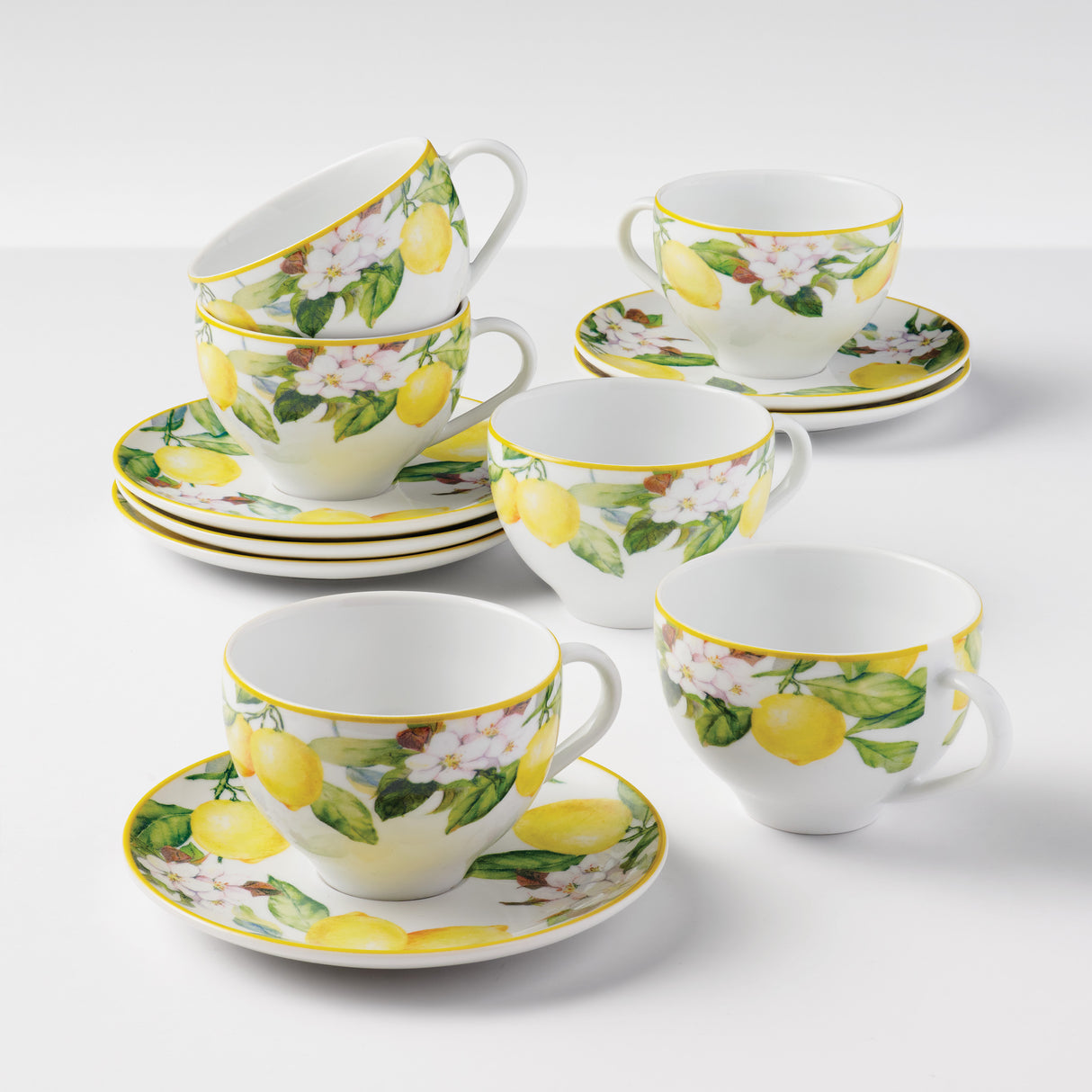 Carmen 8.5 ounce Tea Cup and Saucer 6 Piece Set