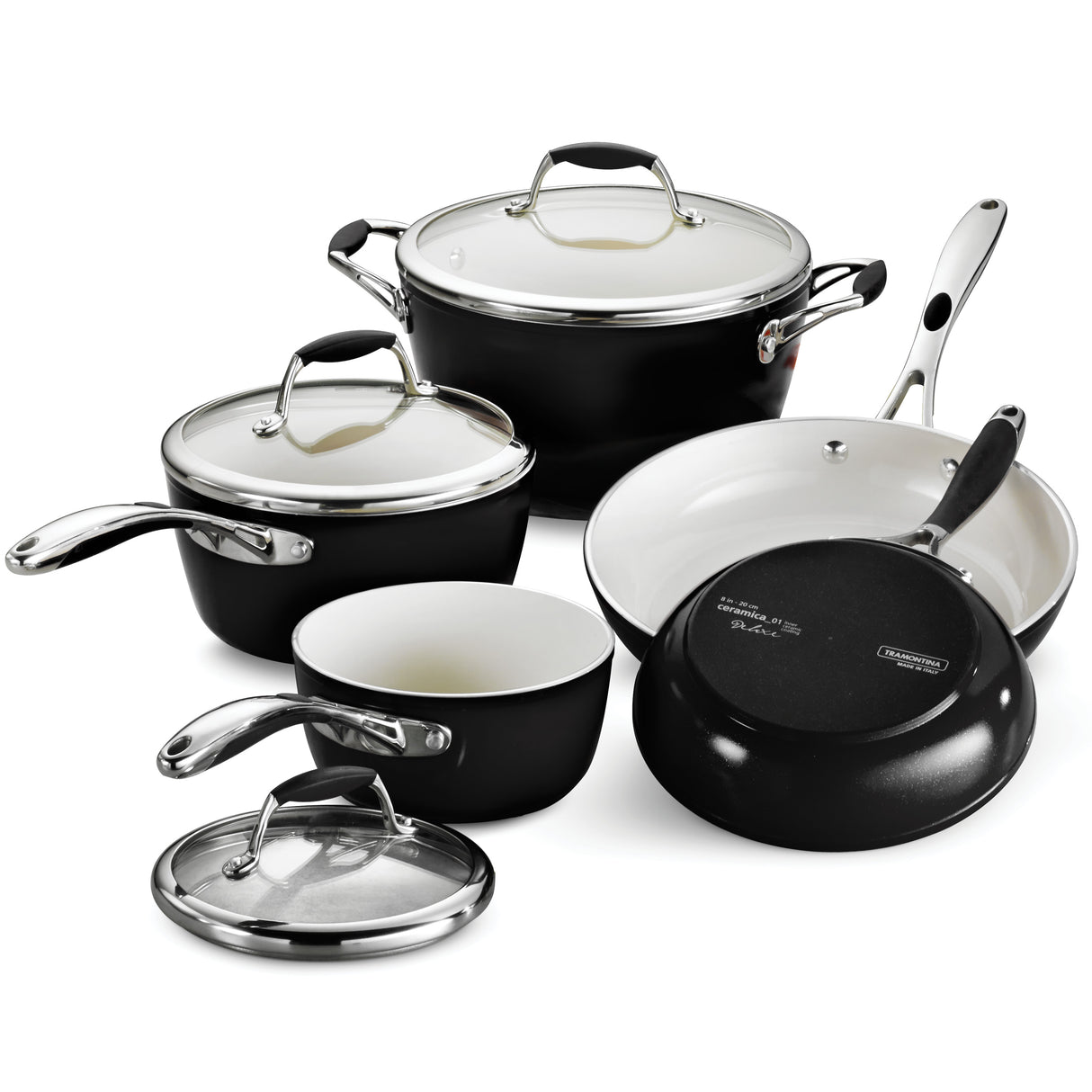 8 Piece Ceramic Cookware Set - Black