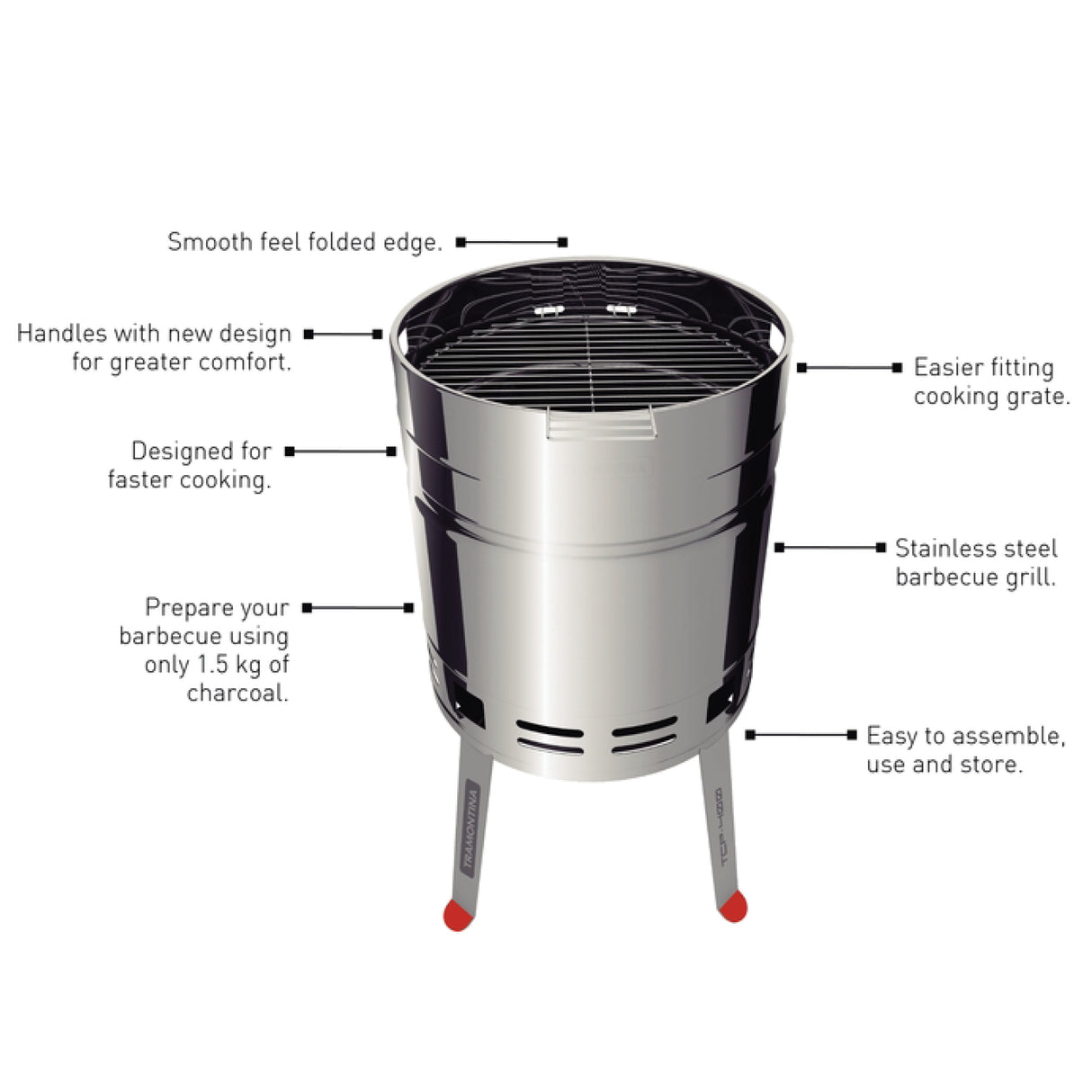 15.5 in Stainless Steel Round BBQ Charcoal Grill with Lid