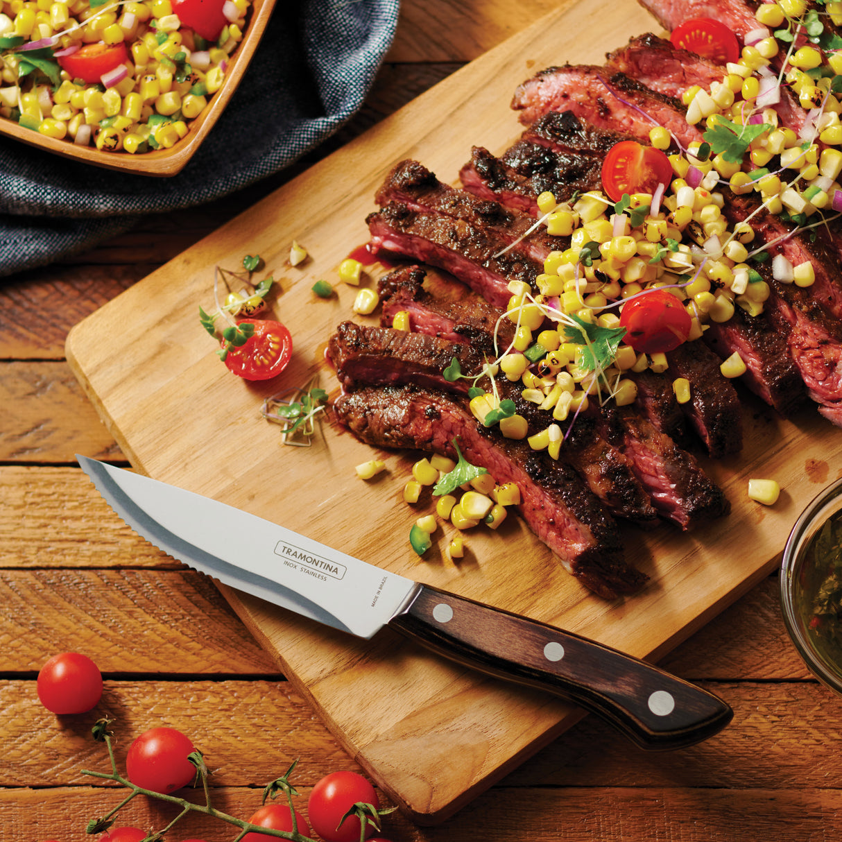 Churrasco BBQ 4 Piece Porterhouse Steak Knife Set in Wood Gift Box