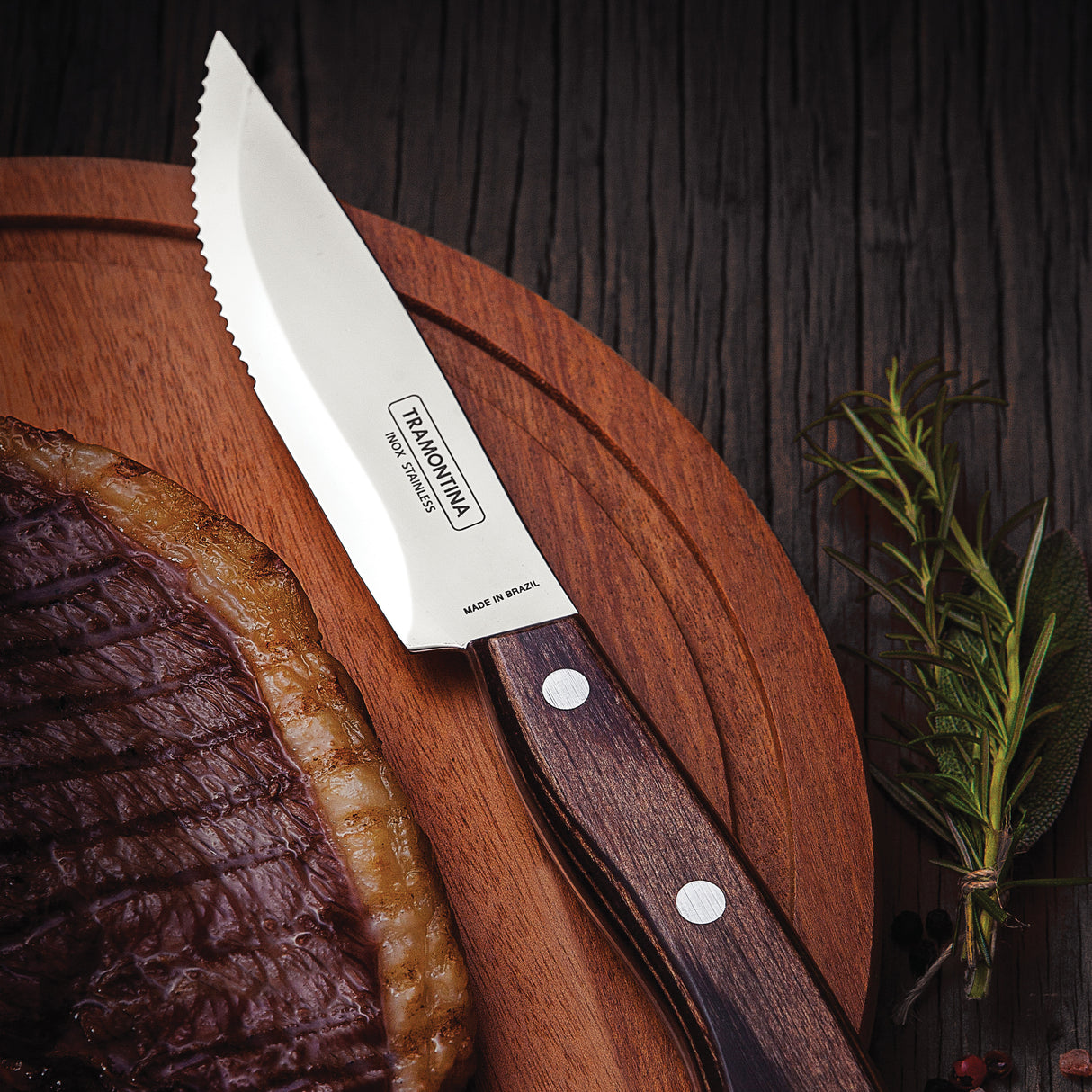 Churrasco BBQ 4 Piece Porterhouse Steak Knife Set in Wood Gift Box