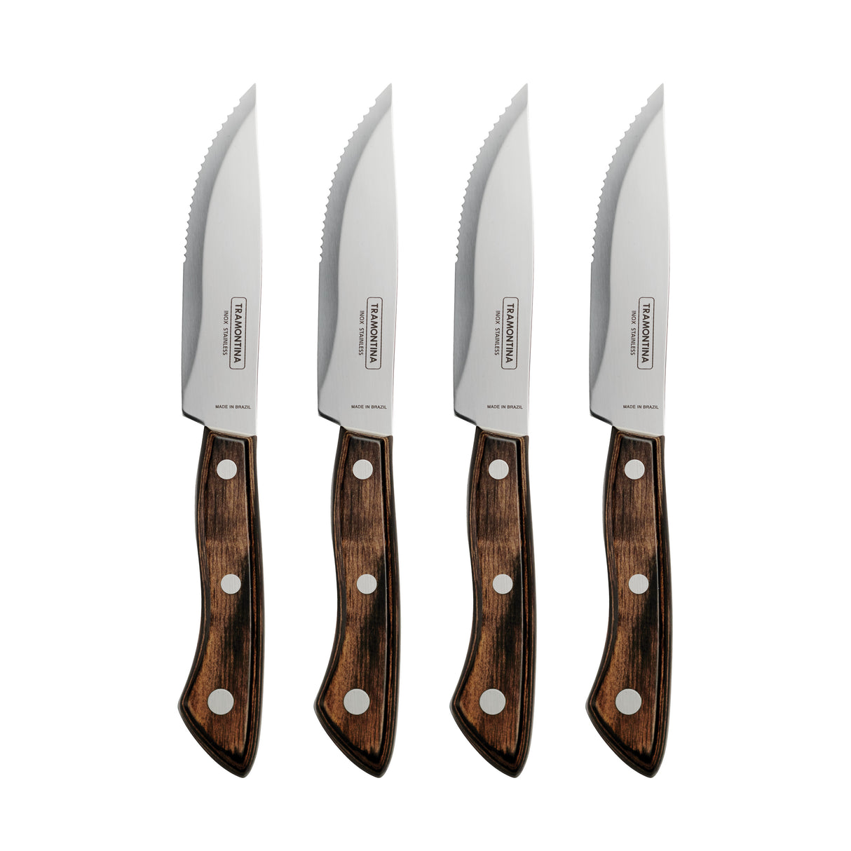 Churrasco BBQ 4 Piece Porterhouse Steak Knife Set in Wood Gift Box