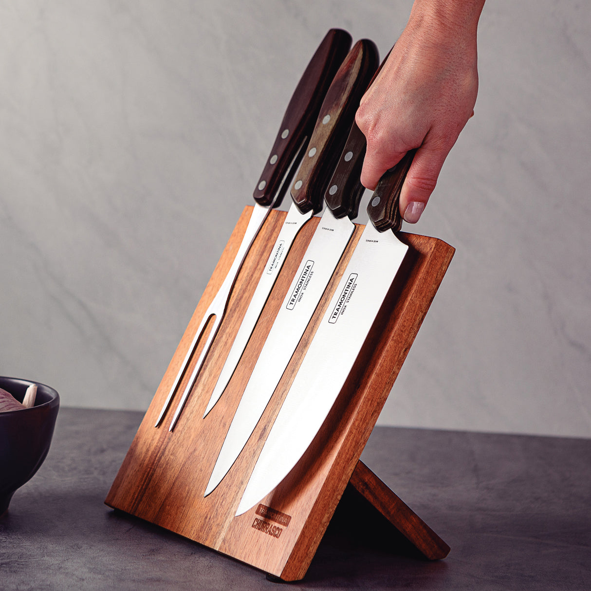 Churrasco BBQ 5 Piece Cutlery Set with Magnetic Block