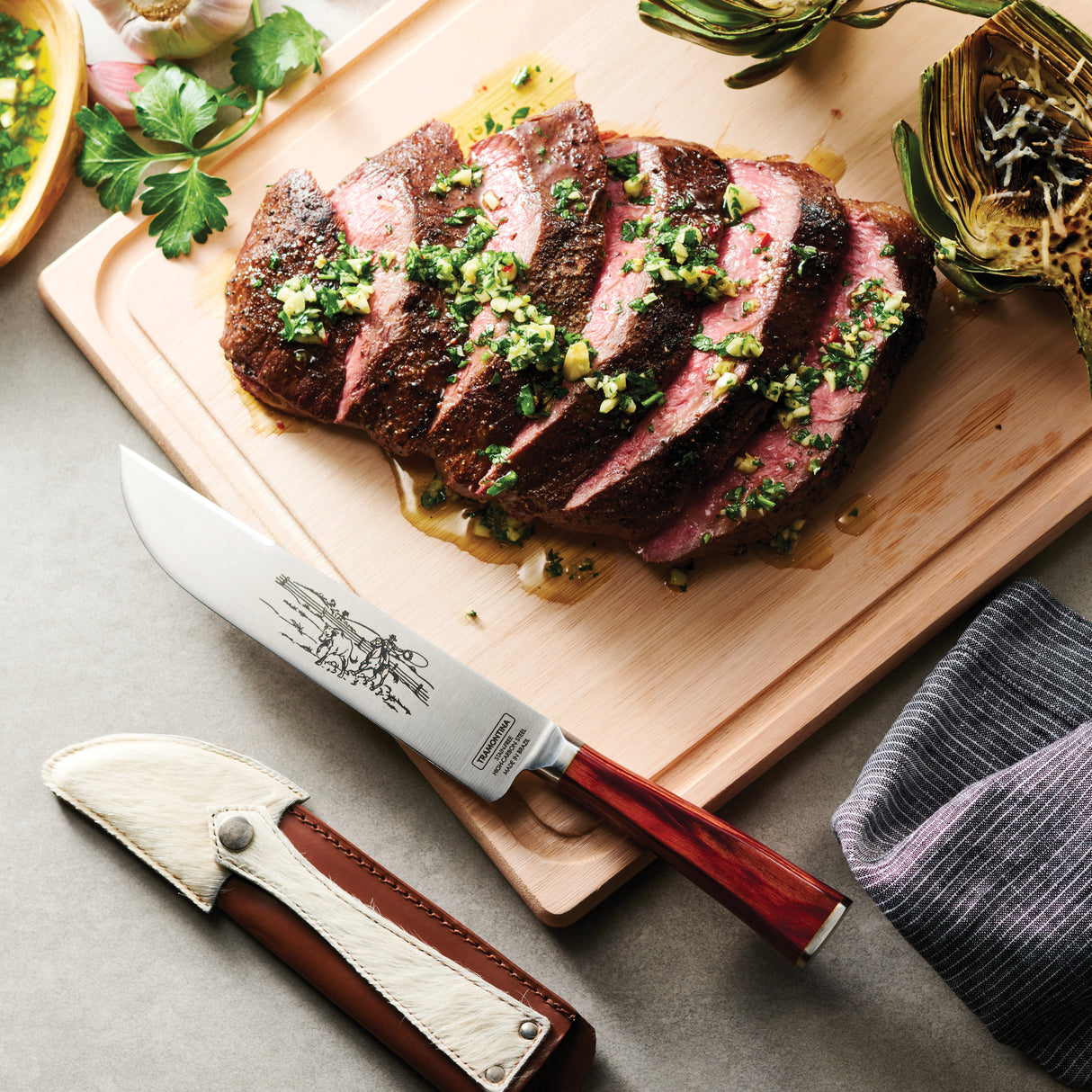 Churrasco BBQ 7 in Gaucho Style Knife with Leather Sheath