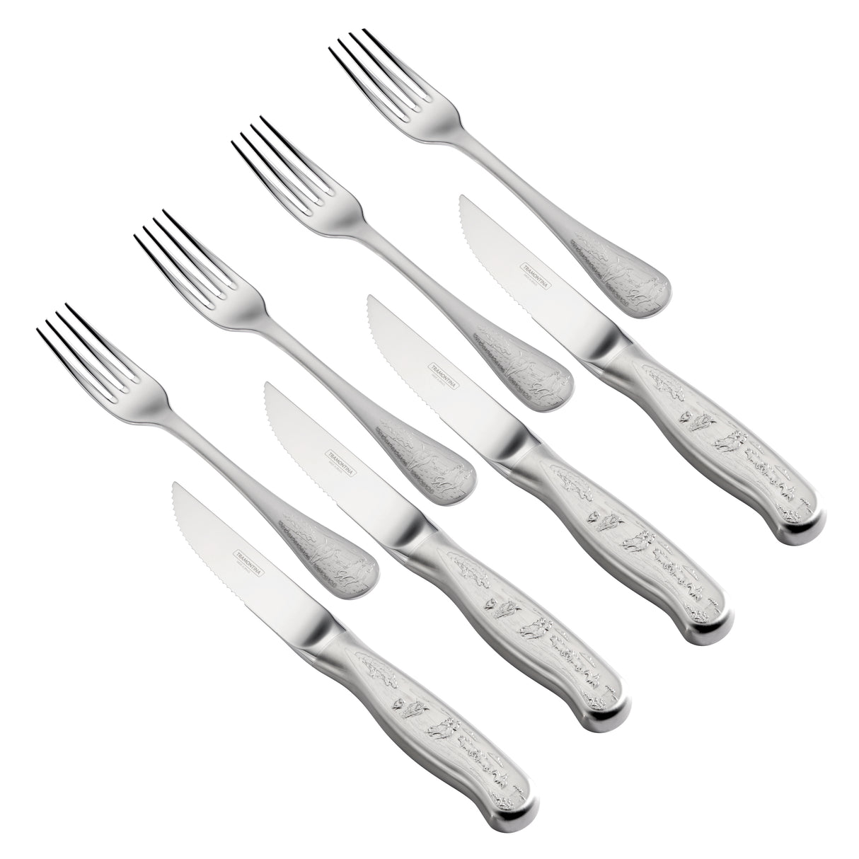 Churrasco BBQ 8 Piece Forged Embossed Steak Knife and Fork Set