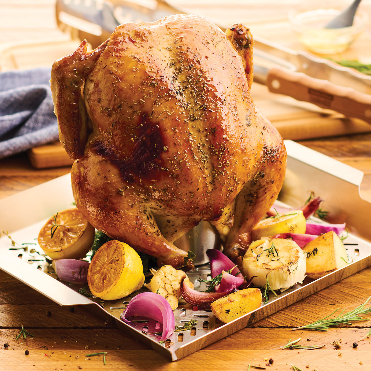 Churrasco BBQ Stainless Steel Outdoor Chicken Roaster with Basting Cup