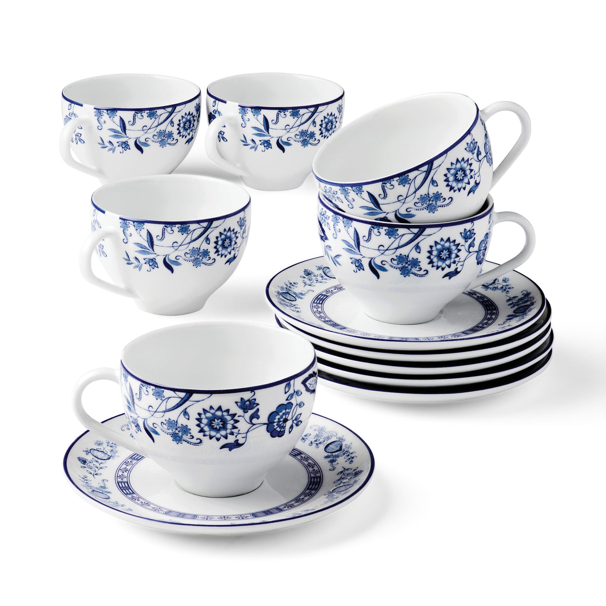 Dulce 8.5 ounce Tea Cup and Saucer 6 Piece Set