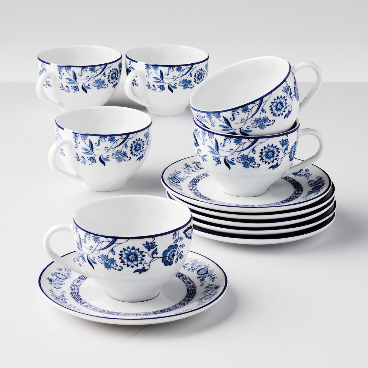 Dulce 8.5 ounce Tea Cup and Saucer 6 Piece Set