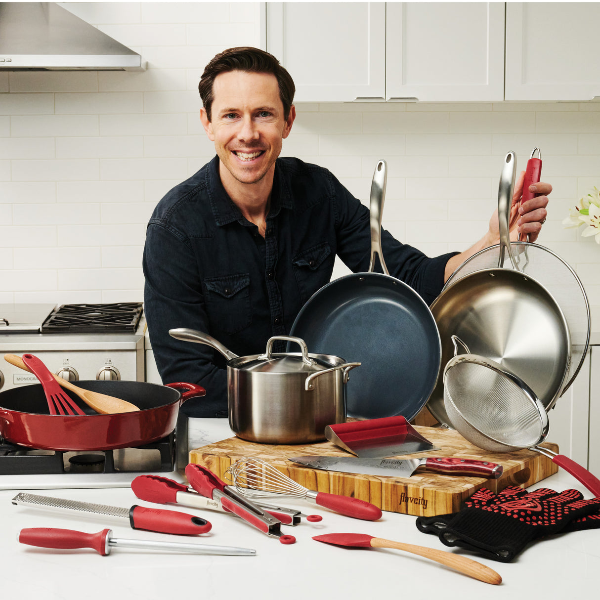 FlavCity 19 Piece Essential Cookware Set