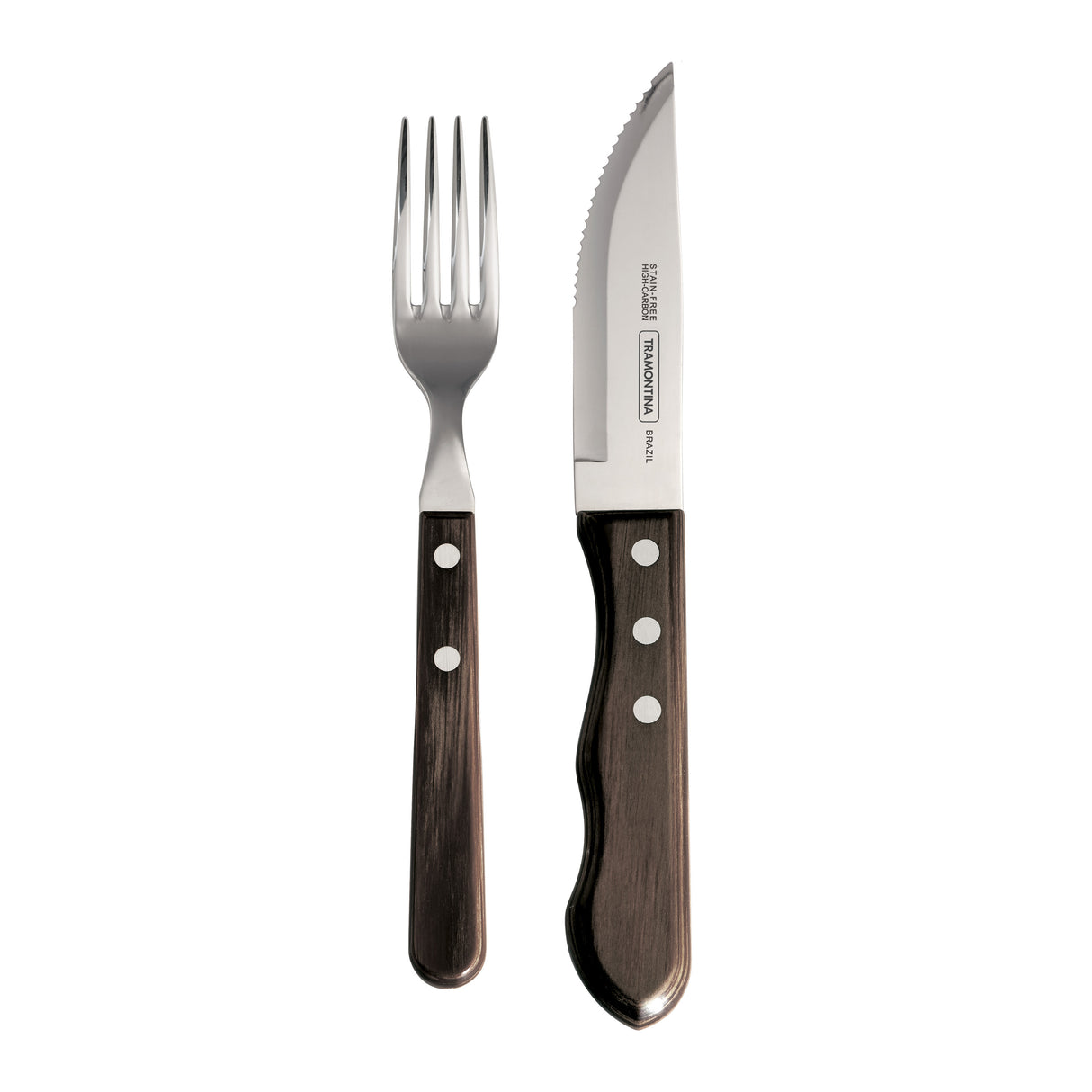 Porterhouse 12 Piece Polywood Steak Knife and Fork Set - Brown
