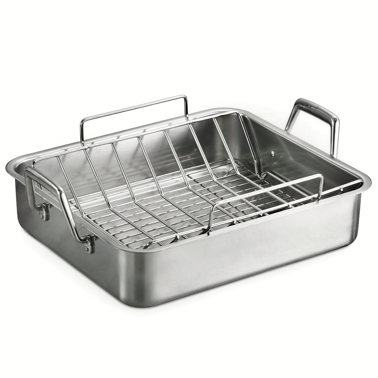 Prima 16.5 in Stainless Steel Deep Roasting Pan - Includes Basting Grill & V-Rack