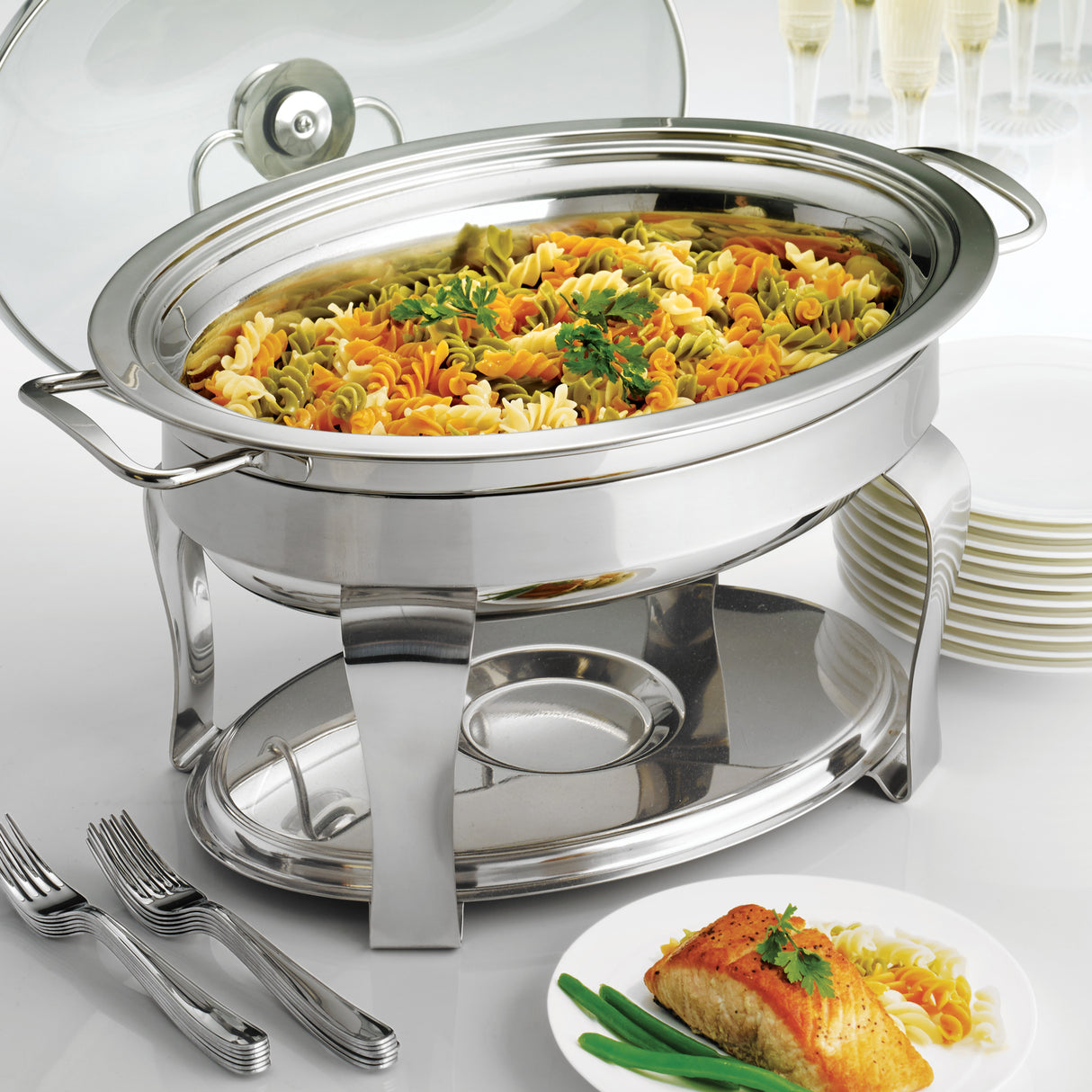 Proline 4.2 Quart Stainless Steel Oval Chafing Dish