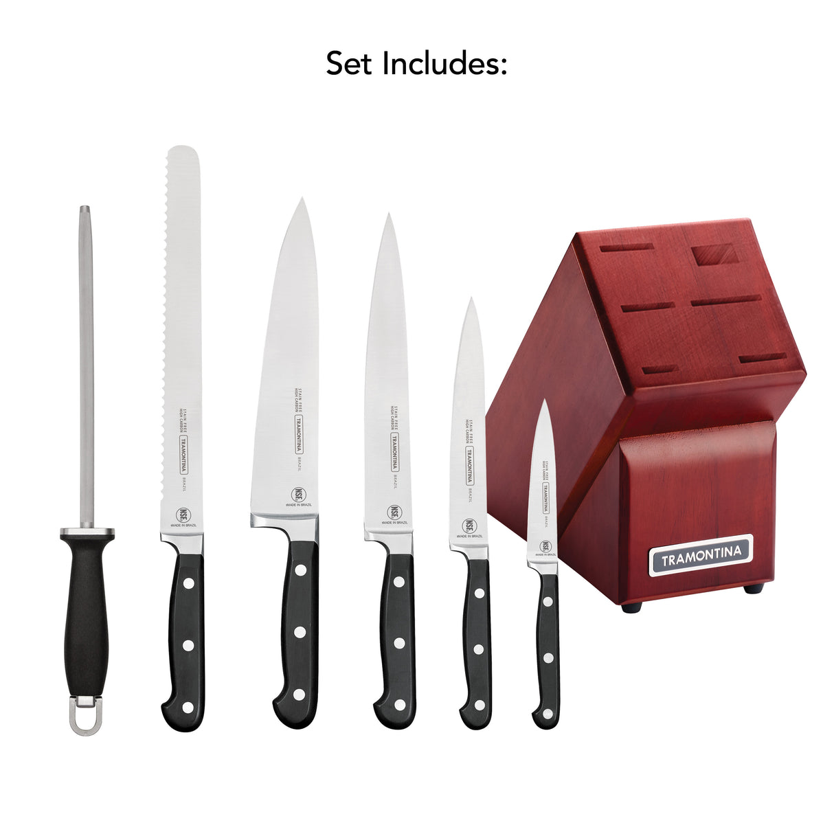 Professional Forged 7 Piece Knife Set with Hardwood Counter Block