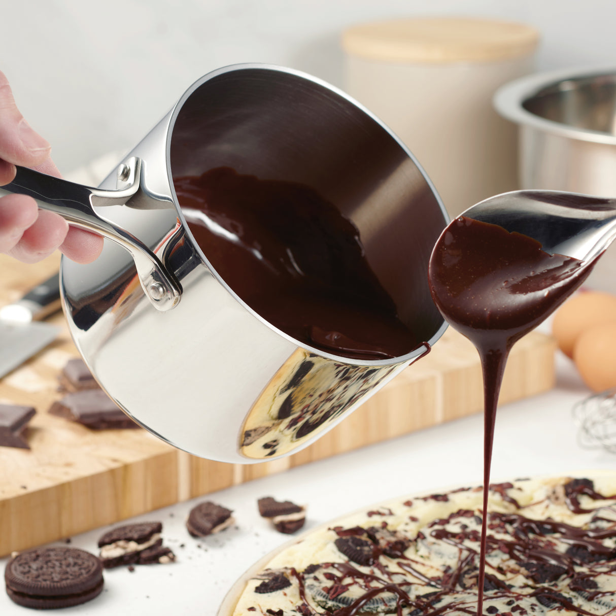 Signature Tri-Ply Clad Stainless Steel Covered Sauce Pan