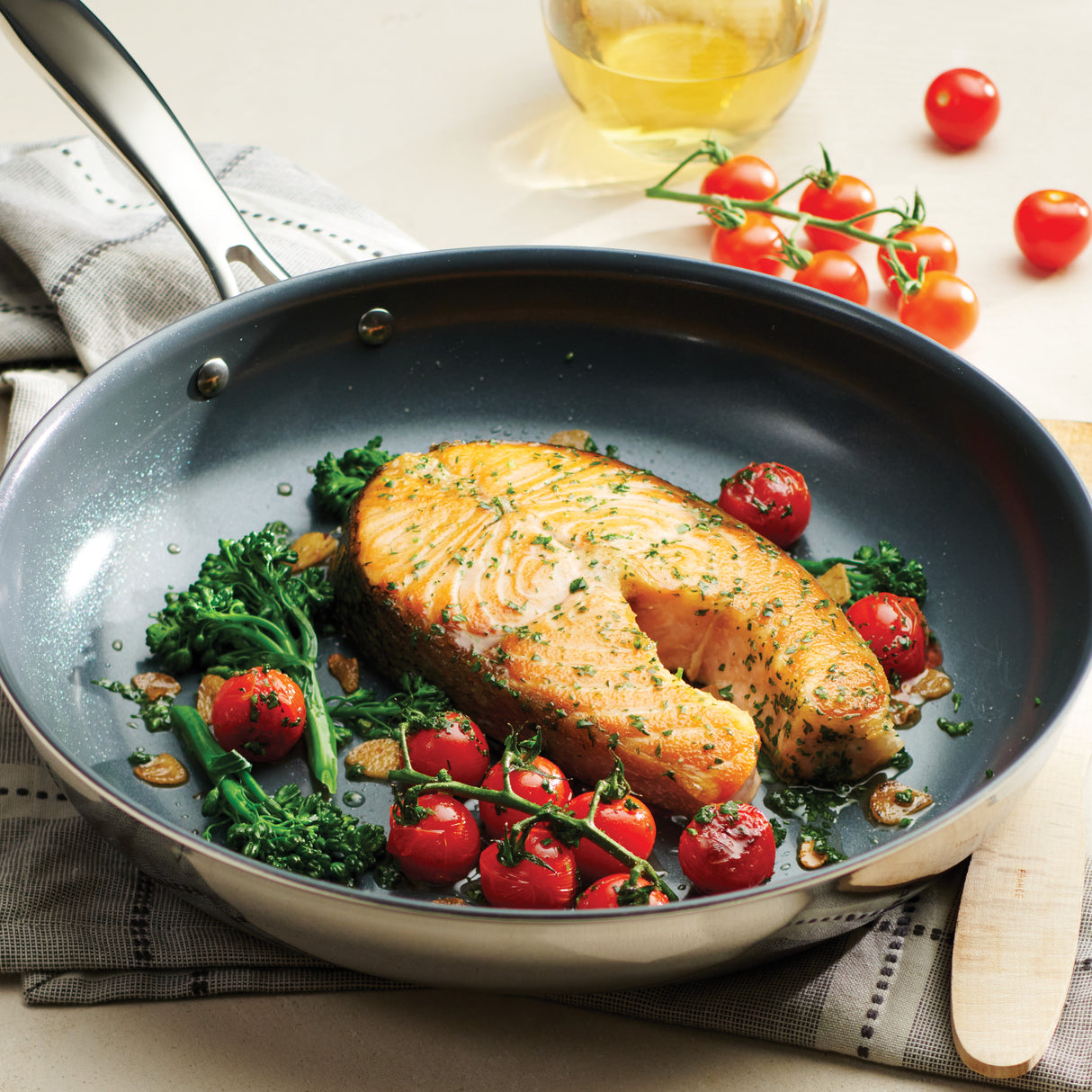 Tri-Ply Clad Stainless Steel Ceramic Nonstick Fry Pan