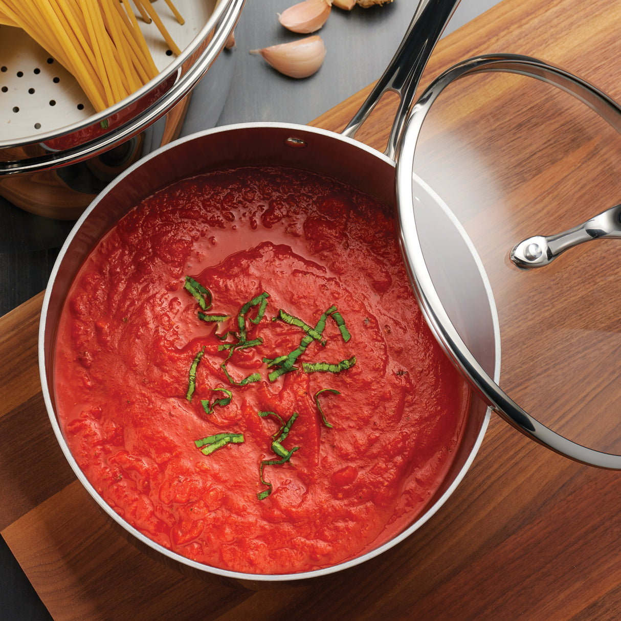 Tri-Ply Clad Covered Stainless Steel Covered Sauce Pan - Glass Lid