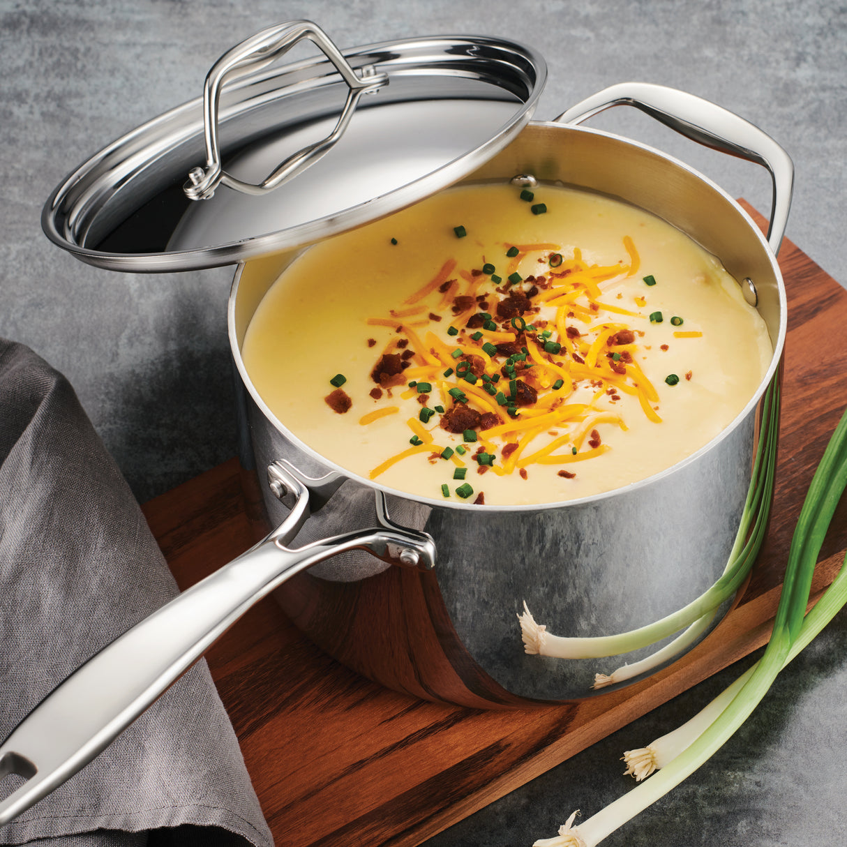 Signature Tri-Ply Clad Stainless Steel Covered Sauce Pan