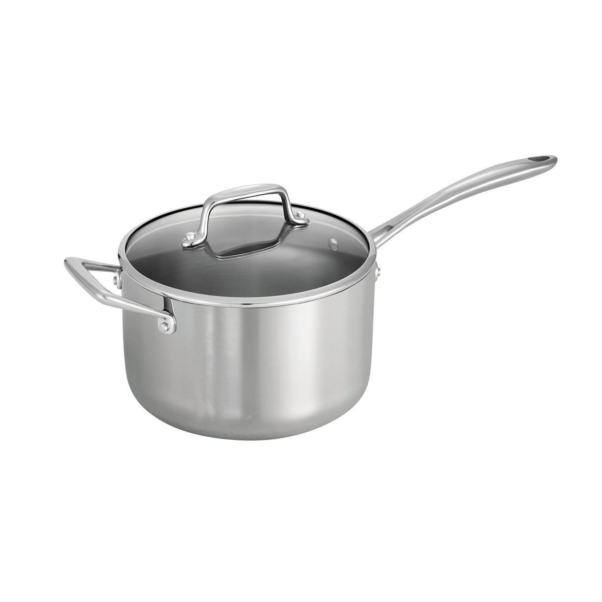 Tri-Ply Clad Covered Stainless Steel Covered Sauce Pan - Glass Lid