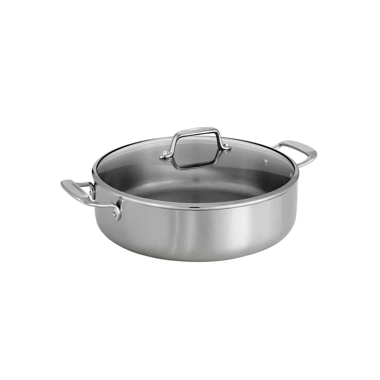 Tri-Ply Clad 6 Quart Stainless Steel Covered Braiser - Glass Lid