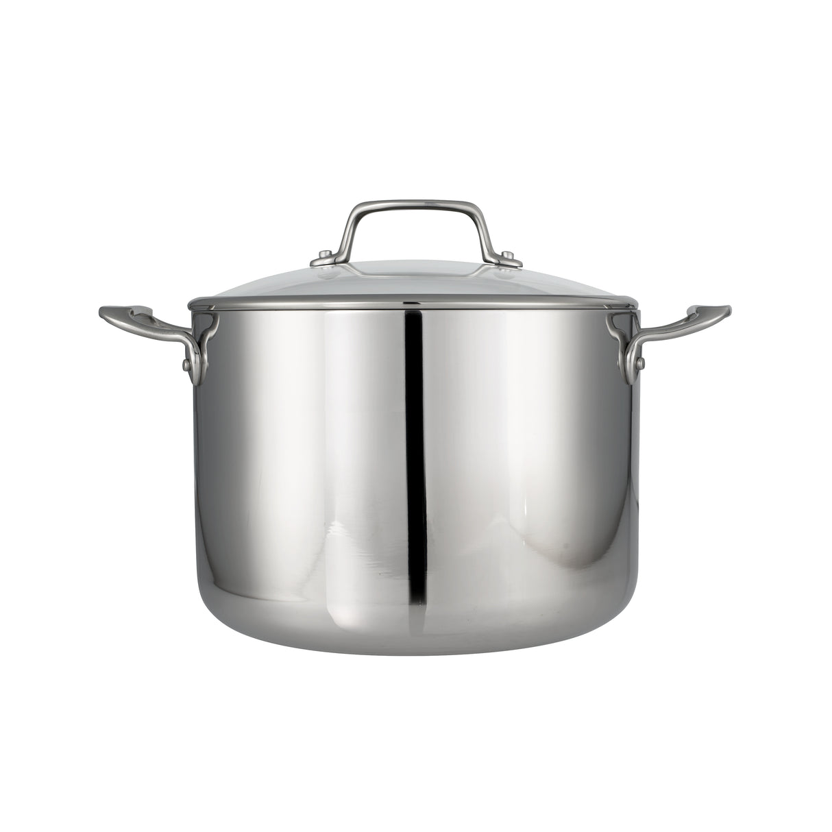 Tri-Ply Clad 8 Quart Stainless Steel Covered Stock Pot - Glass Lid