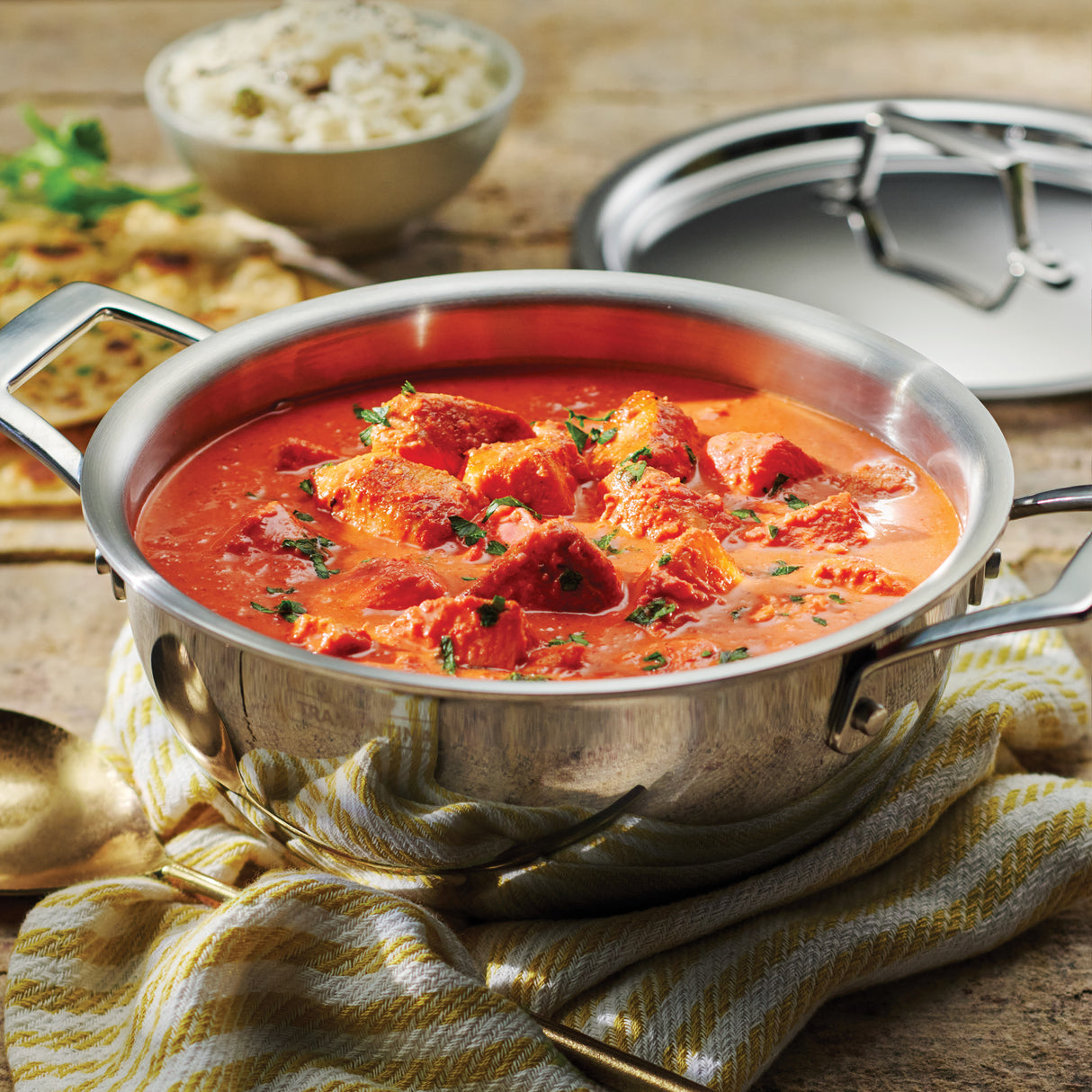 Utsava Tri-Ply Clad Stainless Steel Covered Kadai