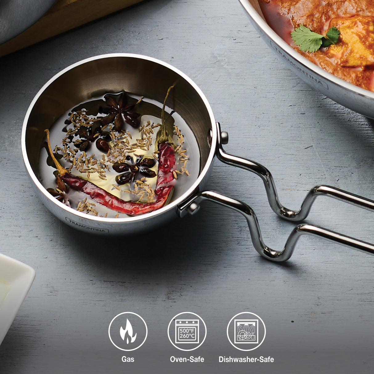 Utsava 9.35 Ounce Tri-Ply Clad Stainless Steel Tadka Pan