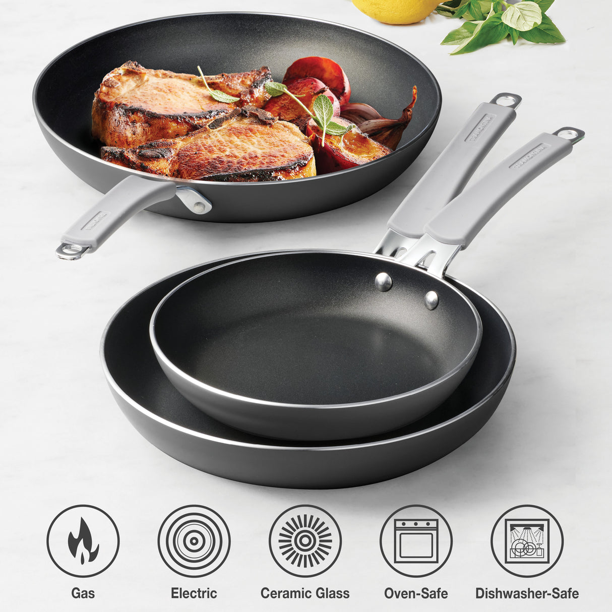 3 Pk Fry Pans with Nonstick Interior