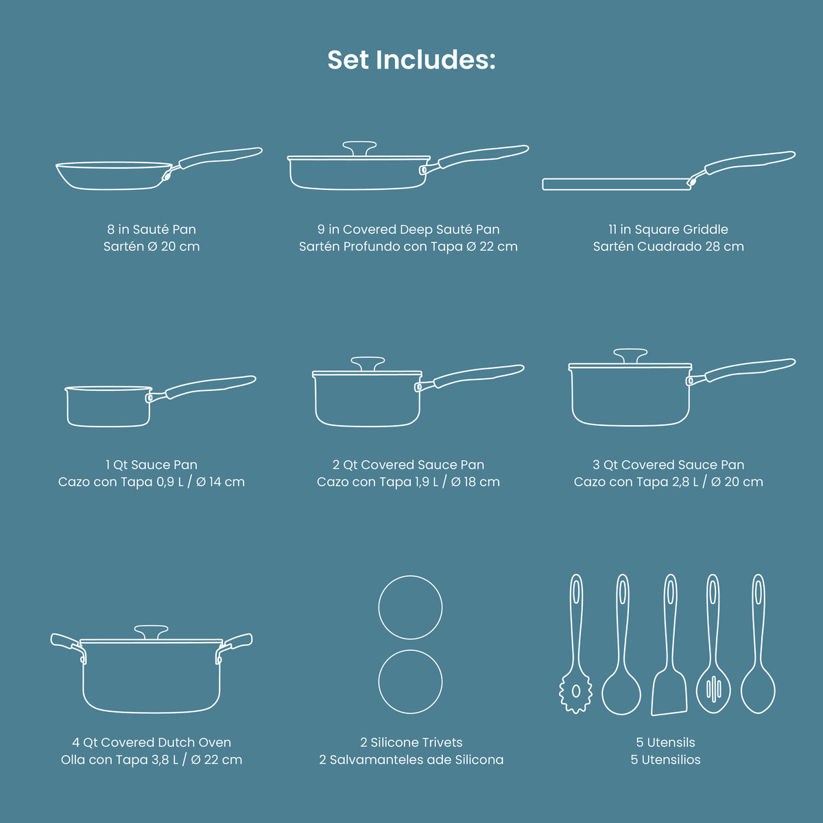 Primaware Straw Primaware 18 Piece Nonstick Cookware Set – Tramontina USA