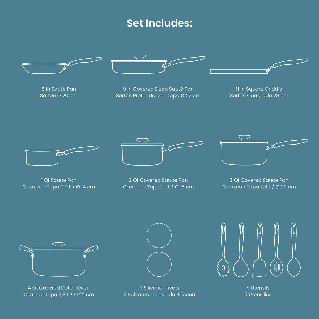 Primaware 18 Piece Nonstick Cookware Set