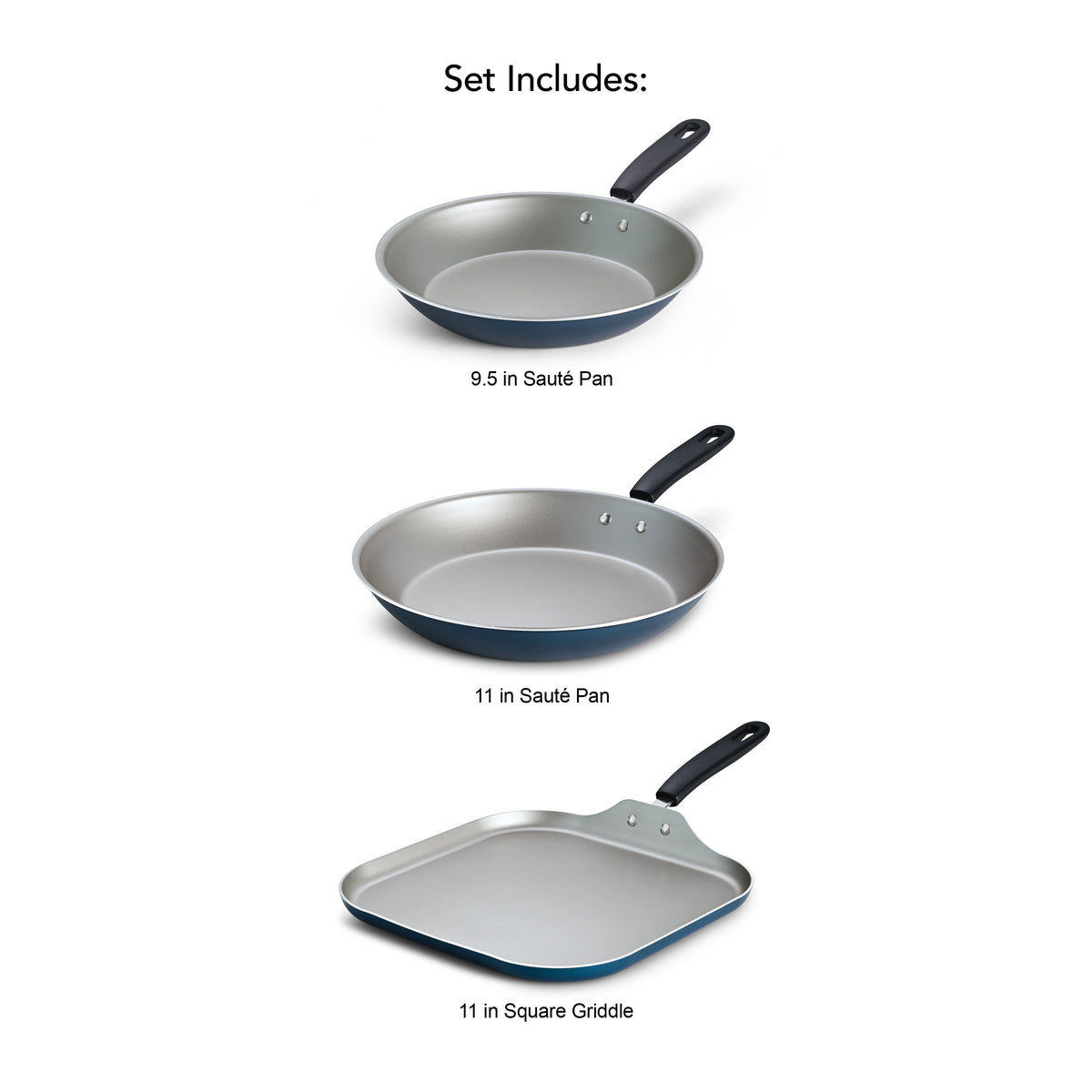 Primaware Straw Primaware 3 Piece Nonstick Sauté Pan and Griddle Set, 9.5 and 11 Inch ...