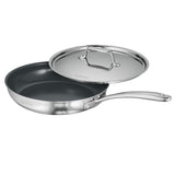 4 Piece Stainless Steel Fry Pan Set with Ceramic Nonstick Interior and Lids