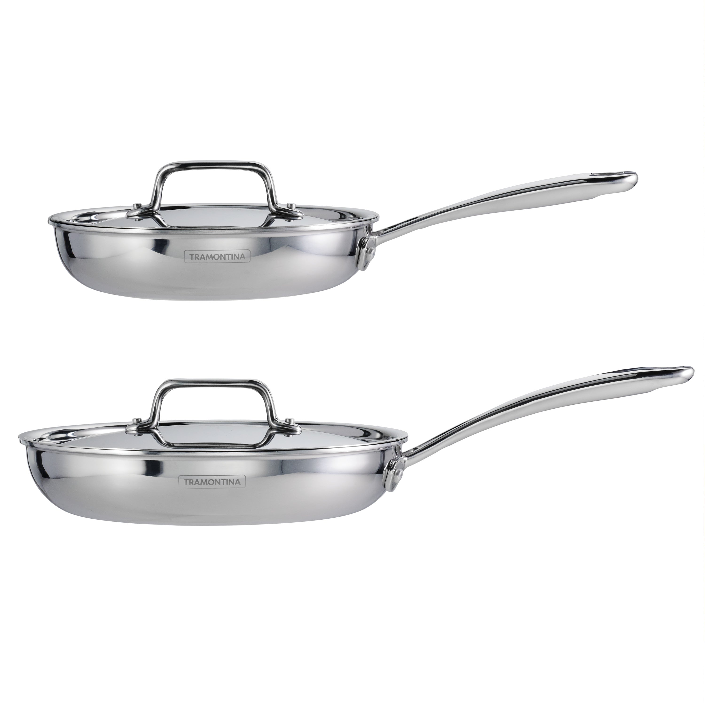 4 Piece Stainless Steel Fry Pan Set with Ceramic Nonstick Interior