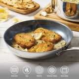 4 Piece Stainless Steel Fry Pan Set with Ceramic Nonstick Interior and Lids