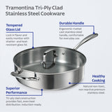 Triverge 5 Quart Tri Ply Clad Stainless Steel Jumbo Cooker with Lid