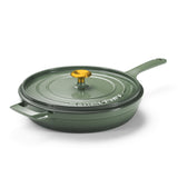 12 Inch Enameled Cast Iron Skillet with Lid
