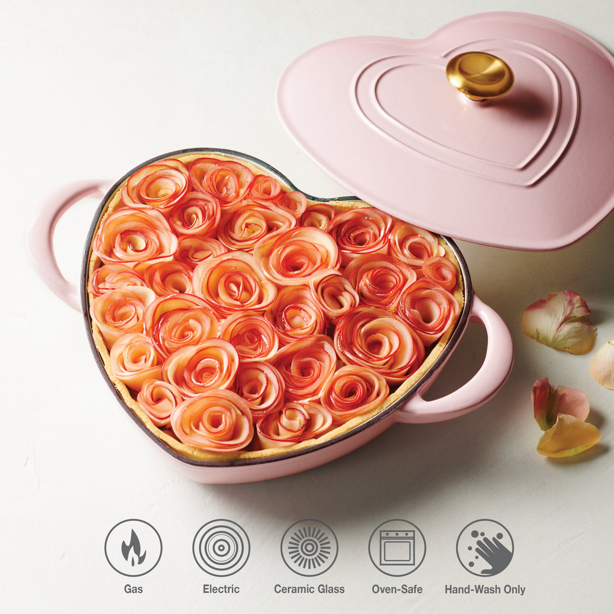 3 Quart Heart Shape Enameled Cast Iron Dutch Oven