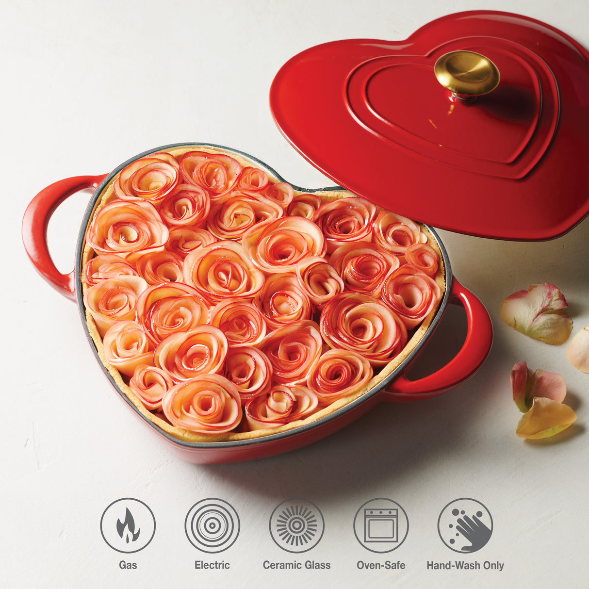 3 Quart Heart Shape Enameled Cast Iron Dutch Oven