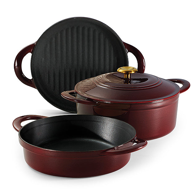 4-Piece Stackable Enamel Cast Iron Cookware Set