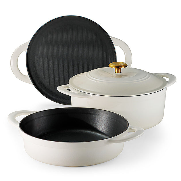 4-Piece Stackable Enamel Cast Iron Cookware Set