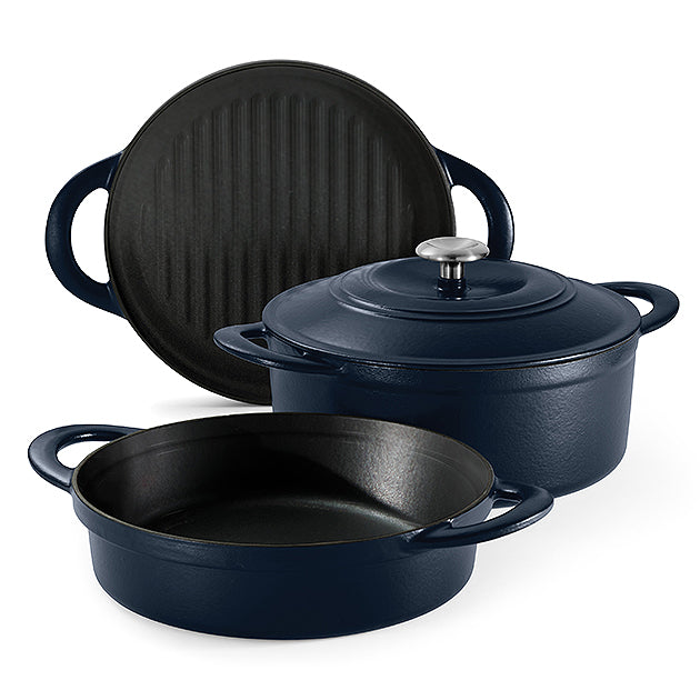 4-Piece Stackable Enamel Cast Iron Cookware Set