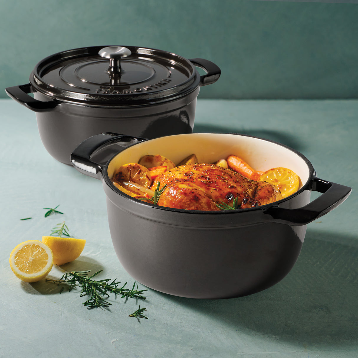 4-quart & 6-quart Enameled Cast Iron Round Dutch Oven Set