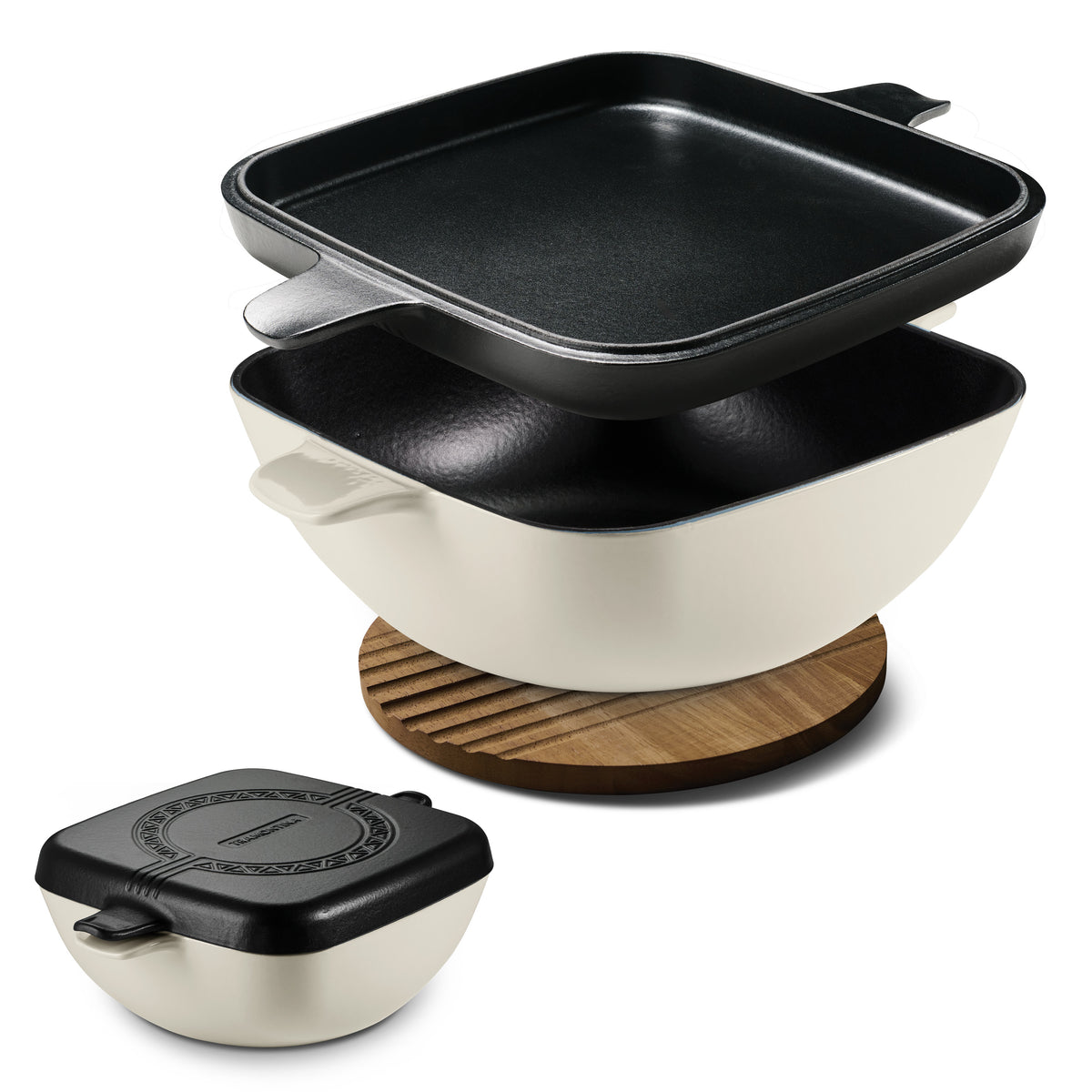 Multi Cooker Set Cultura 6.5 Quart Enameled Cast Iron Multi-Cooker with Reversible Lid ...