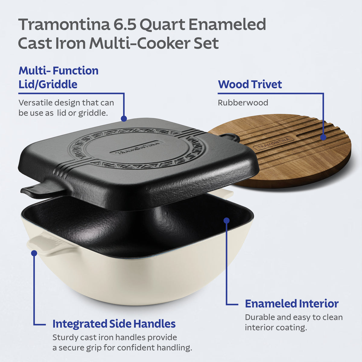 Multi Cooker Set Cultura 6.5 Quart Enameled Cast Iron Multi-Cooker with Reversible Lid ...