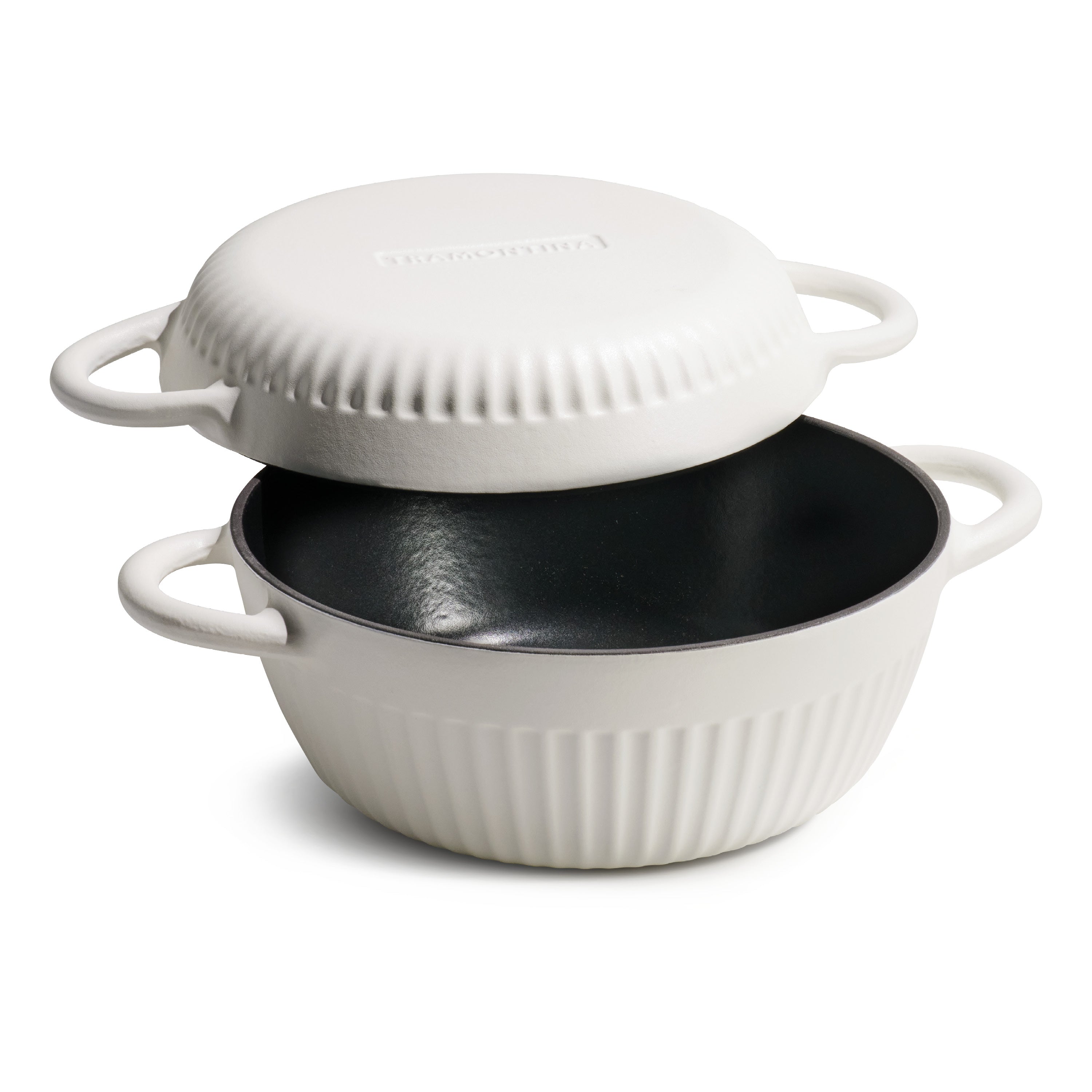 TRAMONTINA 鋳鉄 両手鍋 ホワイト 約25cm Mesa 2-Piece Enameled Cast Iron Multipurpose Bread Oven