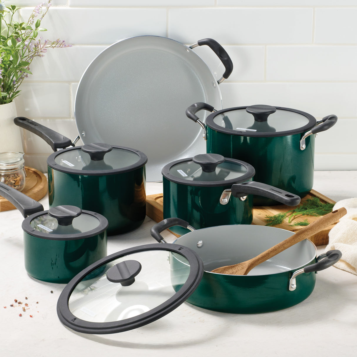 Nesting 11 Piece Ceramic Nonstick Cookware Set