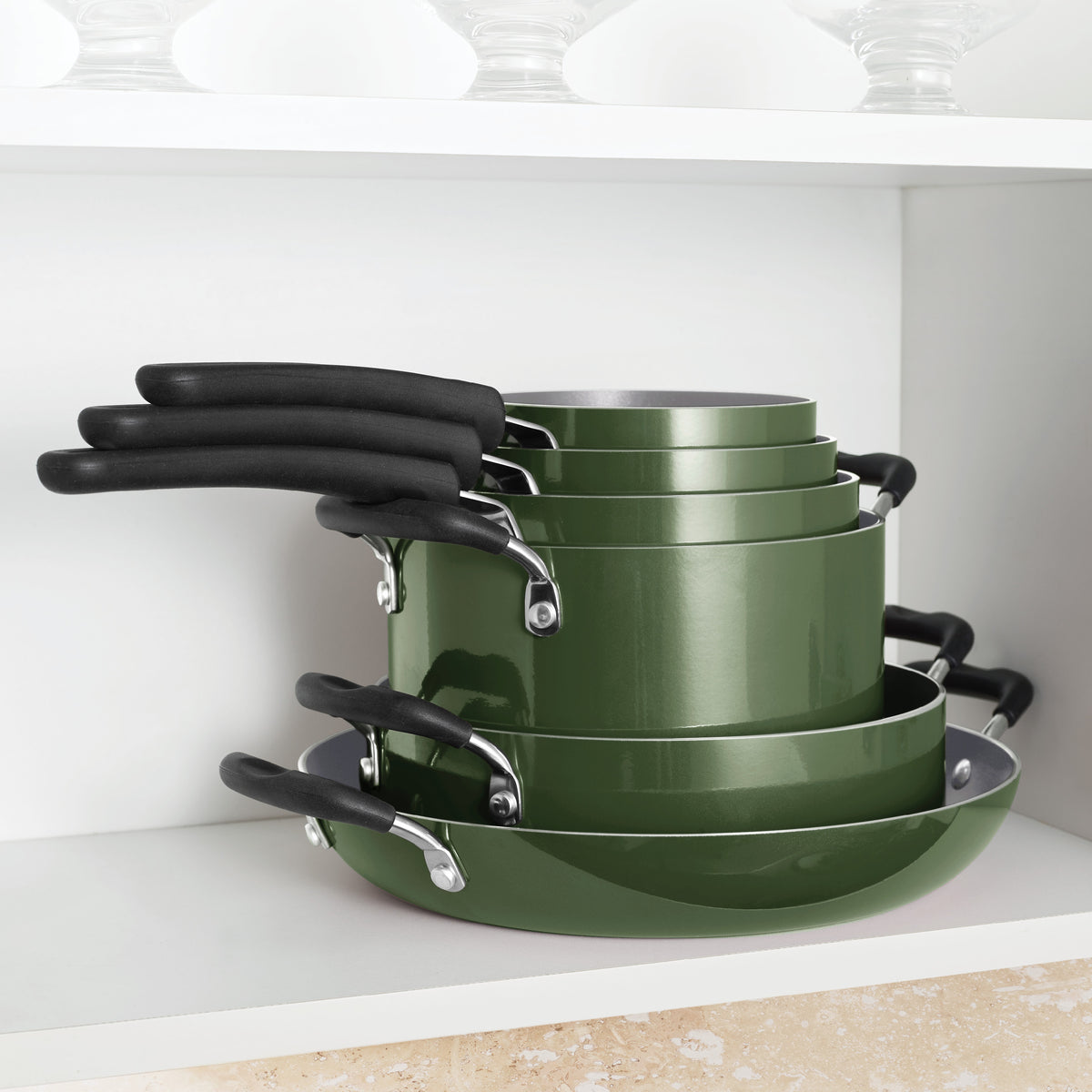 Nesting 11 Piece Ceramic Nonstick Cookware Set